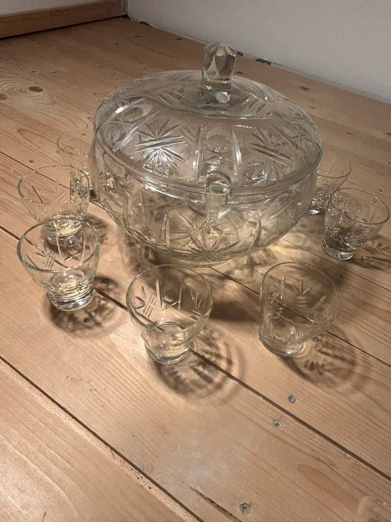 Vintage Kristallen Punch Bowl Set, Ophalen