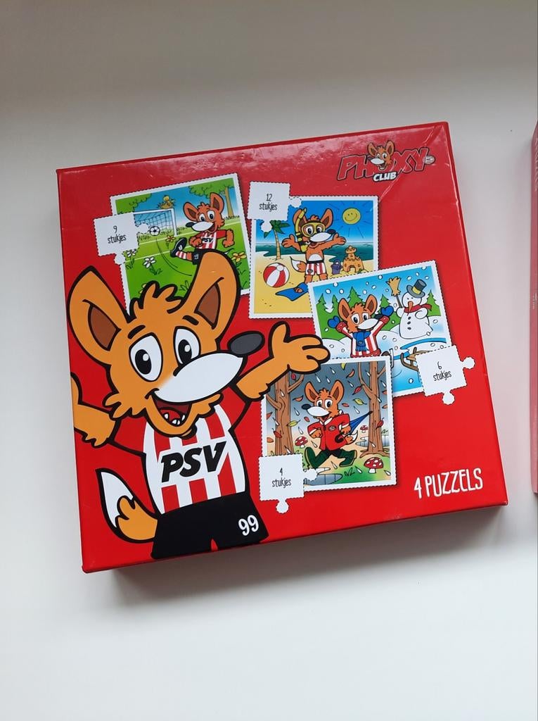 PSV Phoxy puzzel seizoenen 4 stuks 4-6-9-12 stukje, Ophalen of Verzenden, Minder dan 10 stukjes
