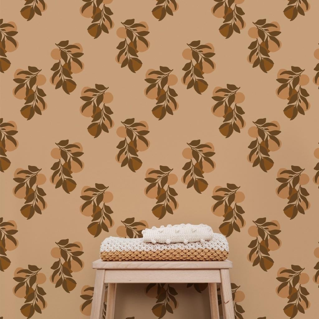 Behang Orange Delight H 255 cm en B 400 cm merk May and Fay, Ophalen of Verzenden, Minder dan 10 m², Bruin