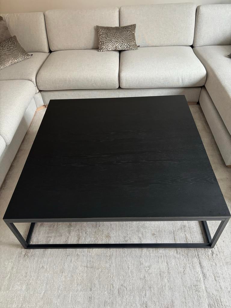 Zwarte vierkante salontafel 110x110, Huis en Inrichting, Tafels | Salontafels, Ophalen, Gebruikt, 50 tot 100 cm, 100 tot 150 cm