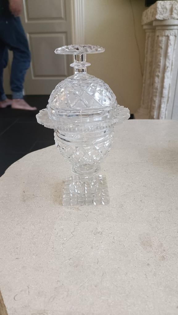 Antieke kristallen gemberpot met deksel, Ophalen of Verzenden