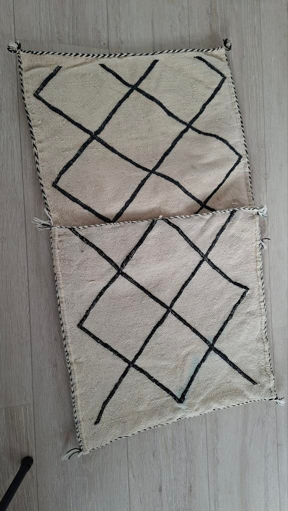 Kussen hoezen wol met ruitpatroon, 50 tot 100 cm, Beige, Rechthoekig, 50 tot 100 cm
