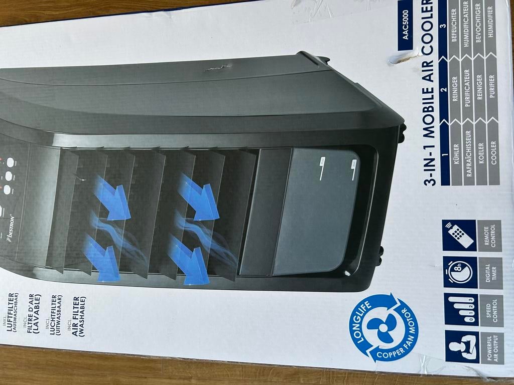 Luchtkoeler, aircooler Zwart, Ophalen, Minder dan 60 m³, Nieuw, 3 snelheden of meer