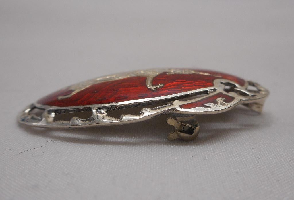 Zilveren antieke broche / hanger met emaillen nr.1037, Sieraden, Tassen en Uiterlijk, Antieke sieraden, Verzenden, Zilver, Broche