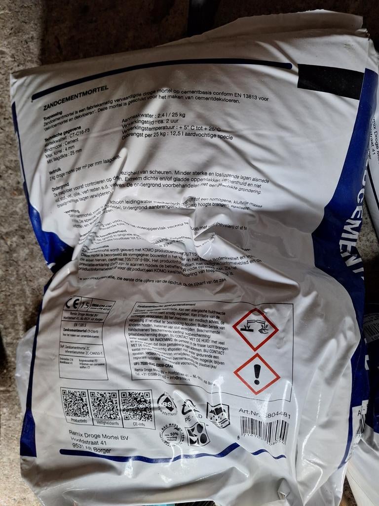 Zand cementmortel 3 x 25kg, Tuin en Terras, Zand, Ophalen, Nieuw