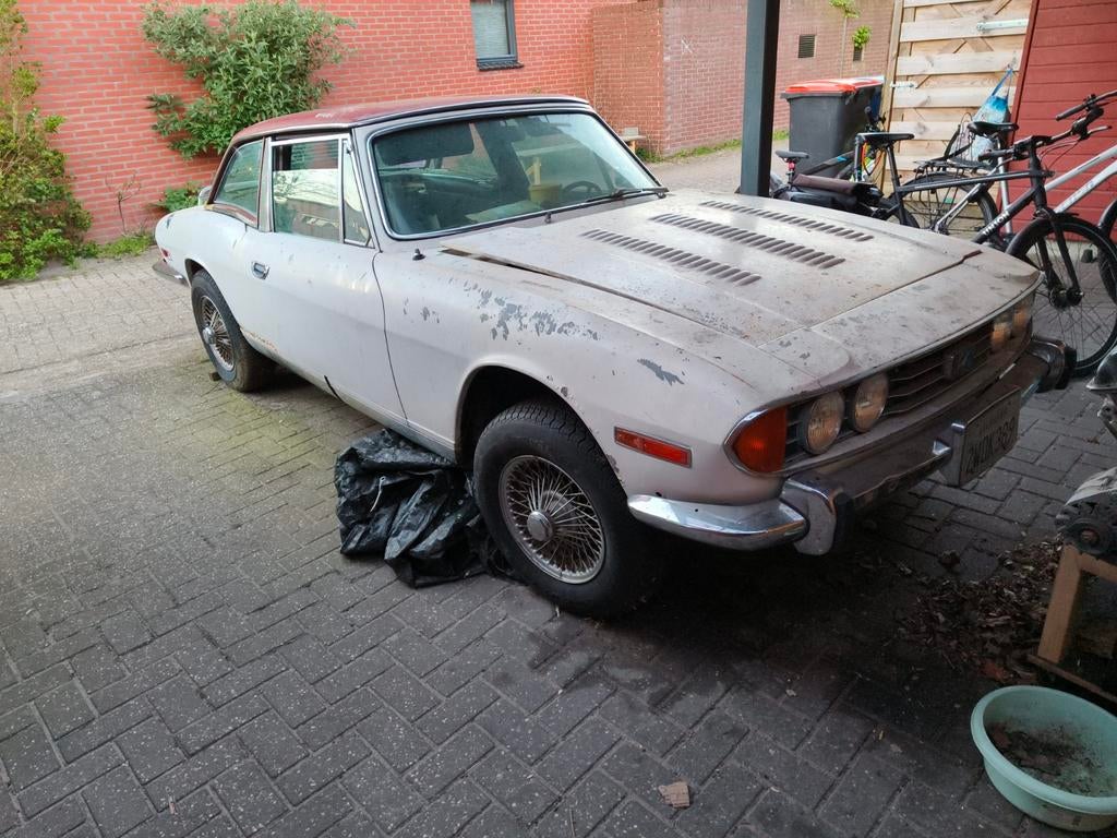 Triumph Stag 1972 restauratiebasis + originele V8 motor, Auto's, Triumph, Achterwielaandrijving, Zwart, Cabriolet, Wit