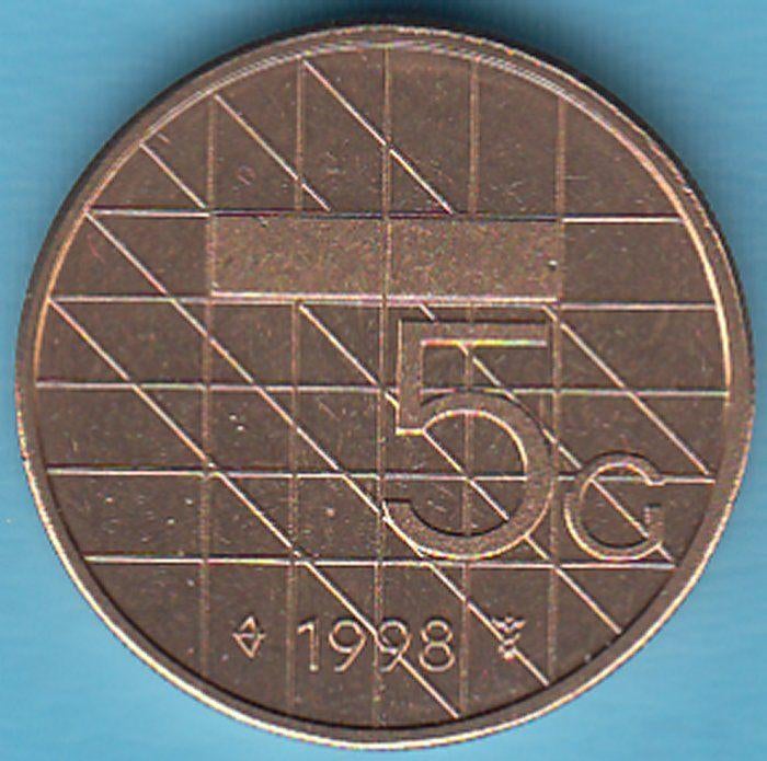 Nederland Vijfje (5 gulden) 1998 UNC in munthouder, Ophalen of Verzenden, Koningin Beatrix, 5 gulden, Losse munt