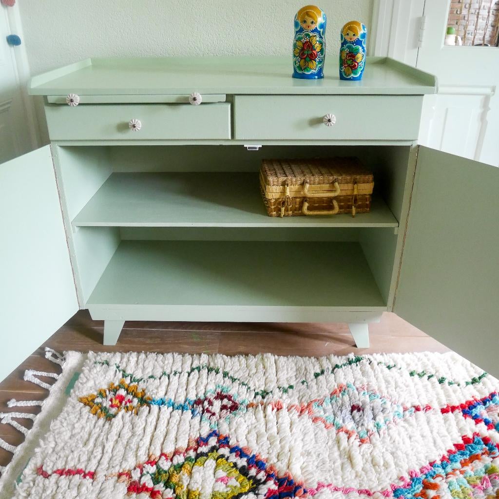 Vintage retro commode lichtgroen, Kinderen en Baby's, Kinderkamer | Commodes en Kasten, Ophalen, 50 tot 70 cm, 100 cm of meer