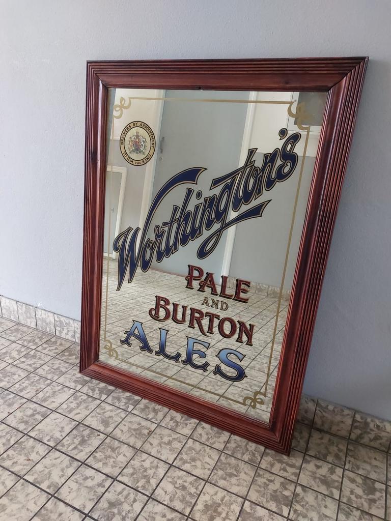 Vintage Worthington's Pale & Burton Ales spiegel, Gebruikt, 100 tot 150 cm, Ophalen of Verzenden, 75 tot 100 cm