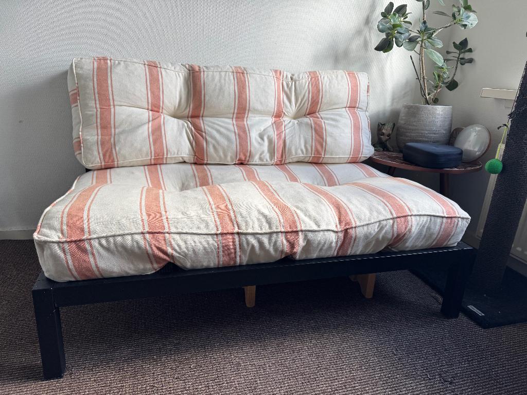 Loungebank / Palletbank - Wakefield met Terracotta kussens, Ophalen, Zo goed als nieuw, Aluminium