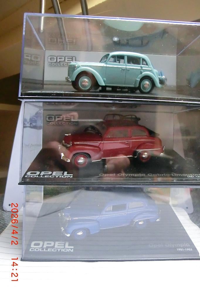 3x Classieke Opel Olympia/Kadett 1:43, Ophalen of Verzenden, Zo goed als nieuw, Auto, Overige merken