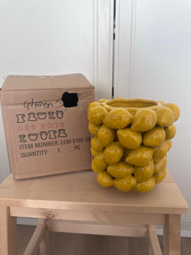 Nieuwe Des Pots vaas met citroenen - Geel, Geel, Aardewerk of Porselein, Nieuw, Ophalen of Verzenden