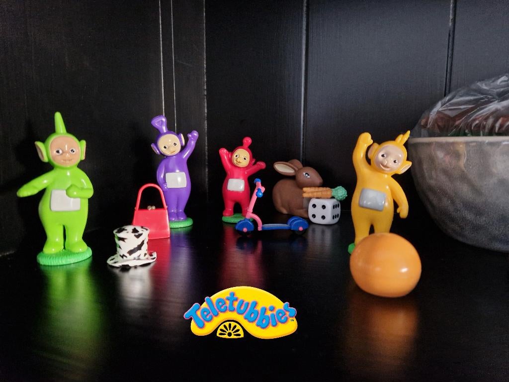 Complete set Teletubbies + accessoires + konijn en meer, Verzenden, Zo goed als nieuw, Tv, Actiefiguur of Pop