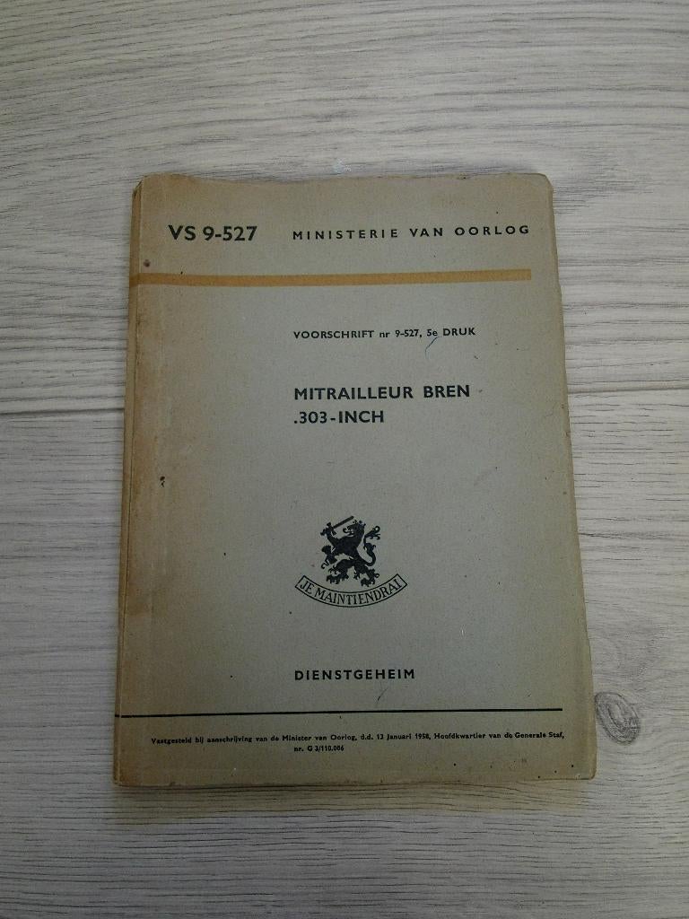 MvO KL Voorschrift 9-527 Mitrailleur Bren .303-inch, Verzamelen, Verzenden, Landmacht, Nederland, Boek of Tijdschrift
