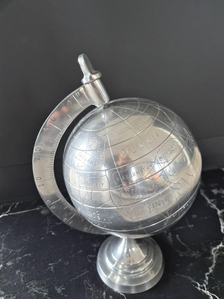 Wereldbol vintage aluminium Zgst, Ophalen of Verzenden, Zo goed als nieuw