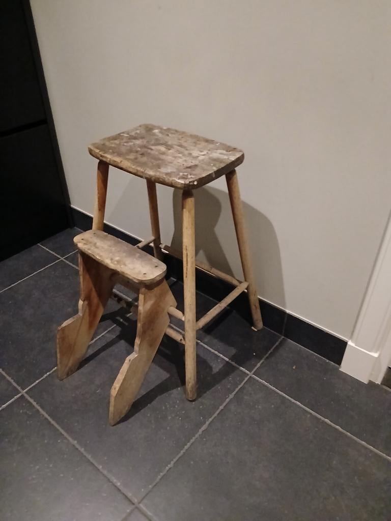 Oud houten schilderskrukje / opstapje, Ophalen of Verzenden