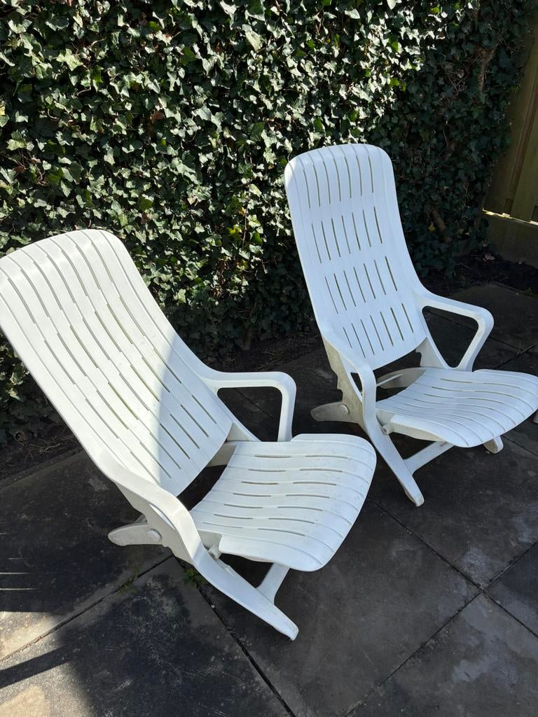 2 mooie relaxstoelen van Hartman, Tuin en Terras, Ophalen, Gebruikt, Kunststof, Verstelbaar