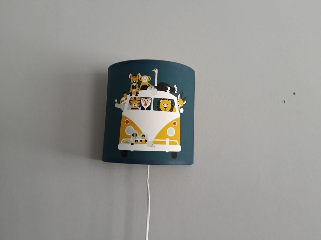 Wandlamp Volkswagen Bus met Dieren - Kinderkamer, Huis en Inrichting, Lampen | Wandlampen, Ophalen of Verzenden, Zo goed als nieuw