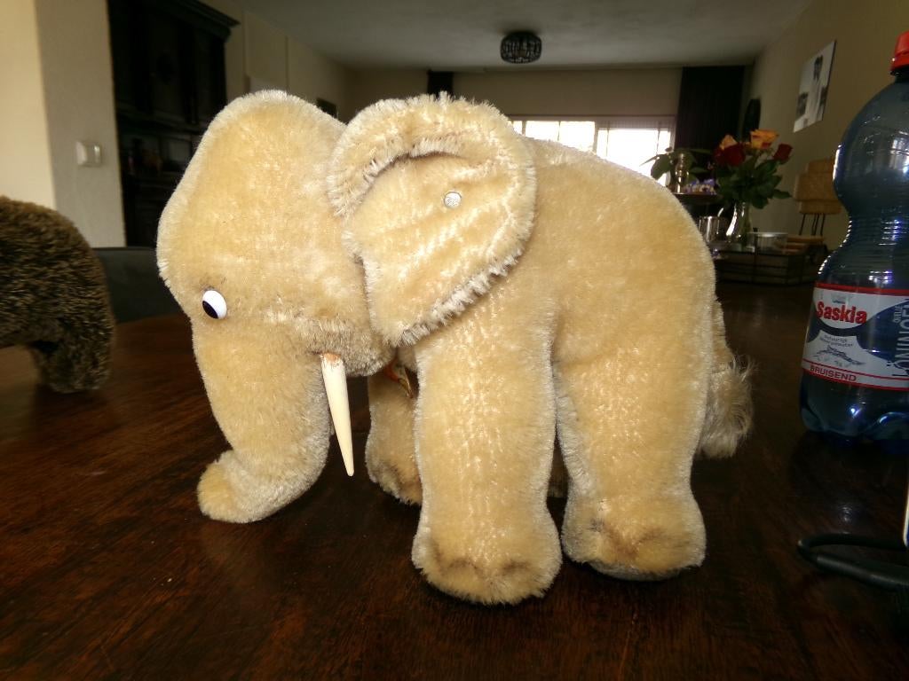 Antiek - Steiff Olifant witte ogen 18 cm knuffel / Origineel, Ophalen of Verzenden