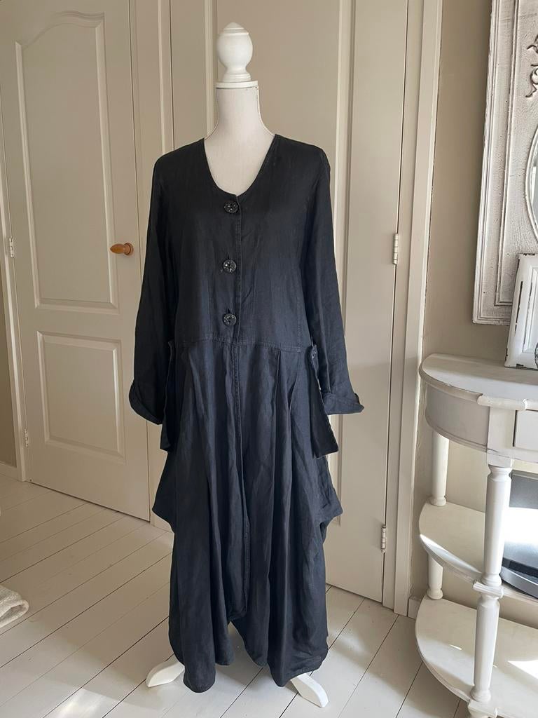 Ophilia Jas ~ Jurk / 100 % Linnen / Zwart / XL, Zwart, Maat 46/48 (XL) of groter, Ophalen of Verzenden, Zo goed als nieuw