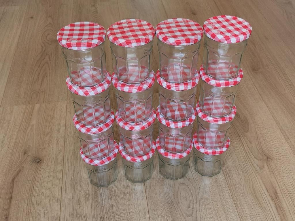 Bonne Maman 16 x lege potjes jam één keer gebruikt zie fotos, Ophalen of Verzenden, Zo goed als nieuw