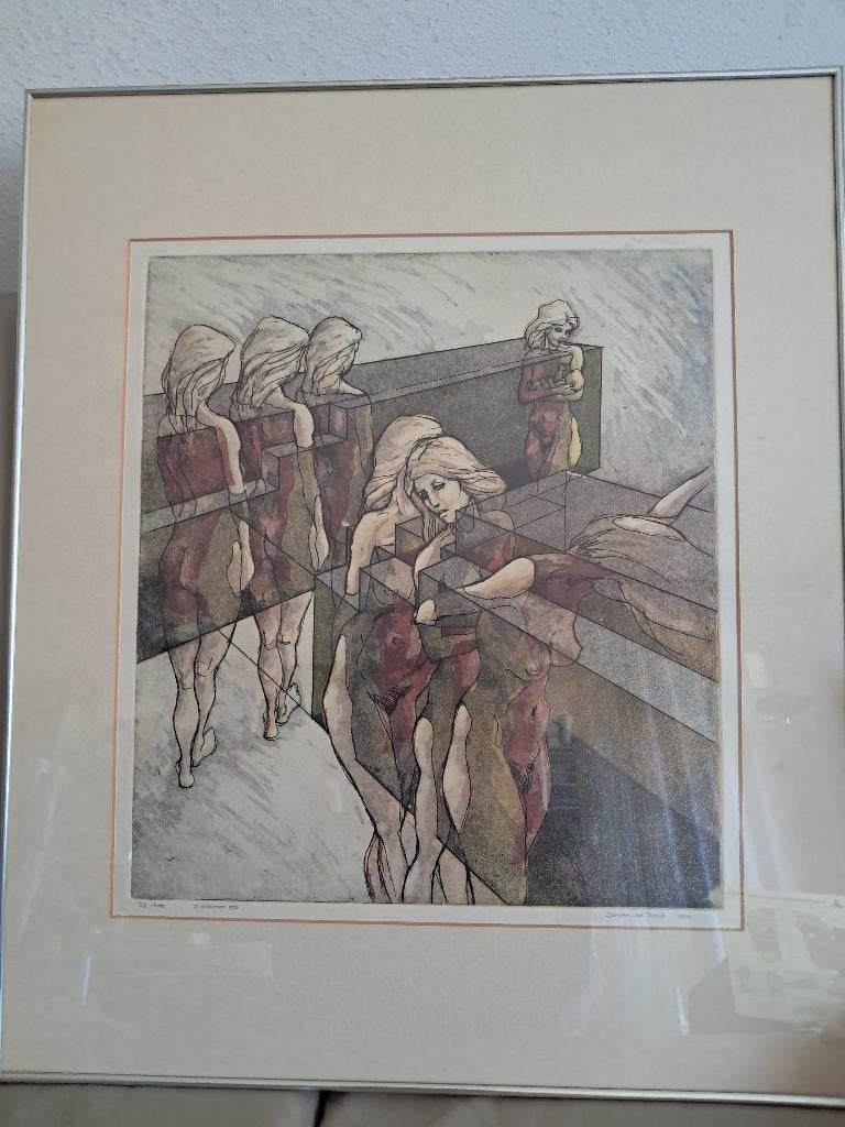 Vrouwen Naakt/ 3 kleurenets, Antiek en Kunst, Kunst | Schilderijen | Modern, Ophalen