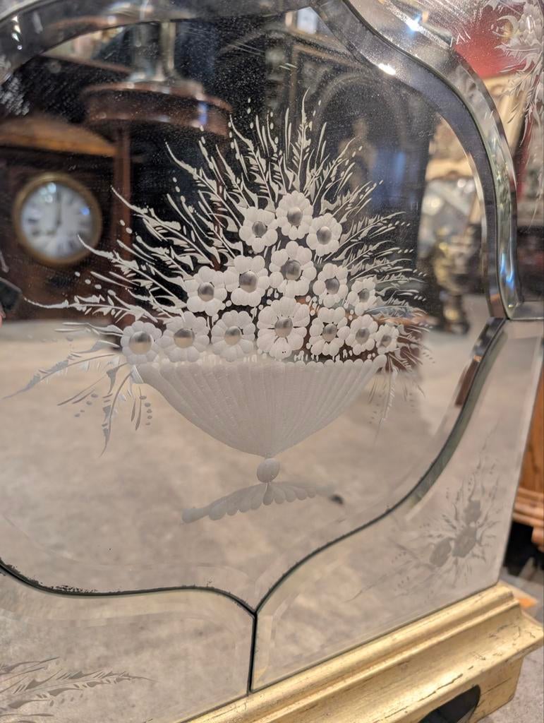 Staande klok kwartier slag spiegel klok. €485., Antiek en Kunst, Ophalen, Rechthoekig