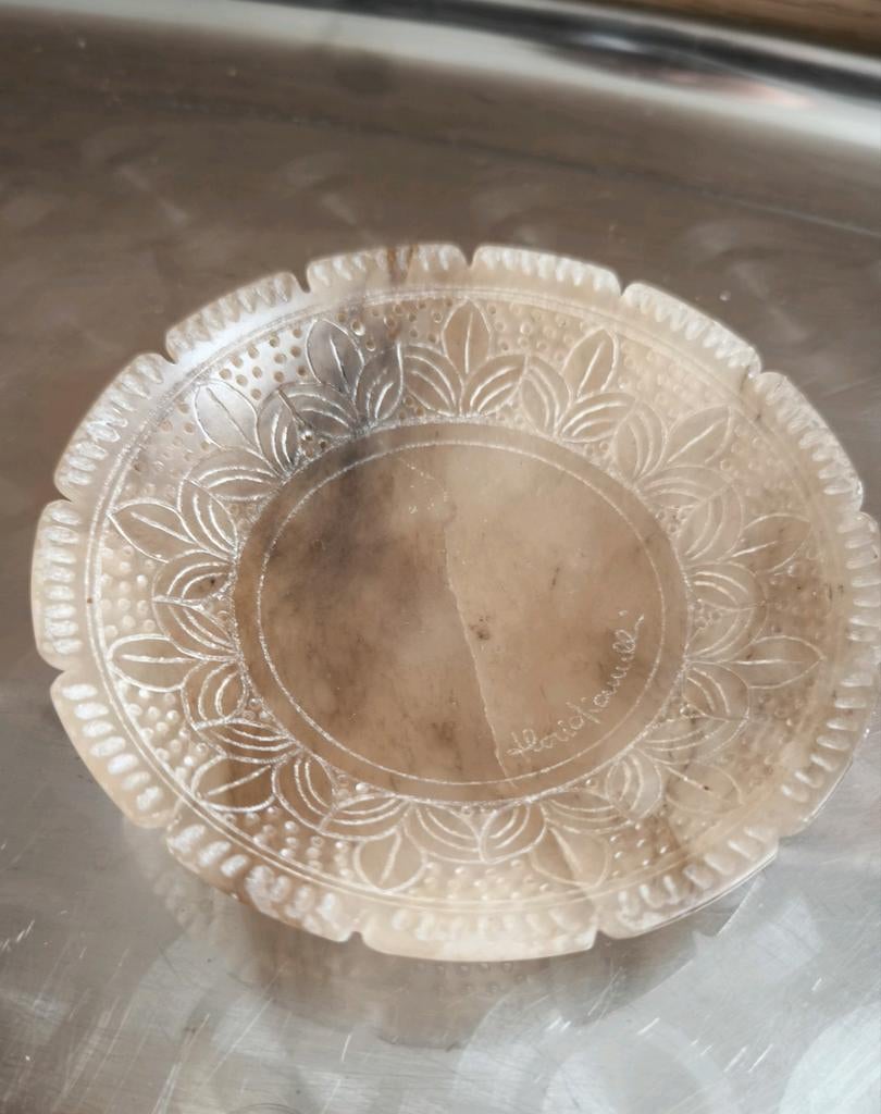 Vintage Italiaanse Alabaster Schaal – Florio Fiumulli, Ophalen of Verzenden