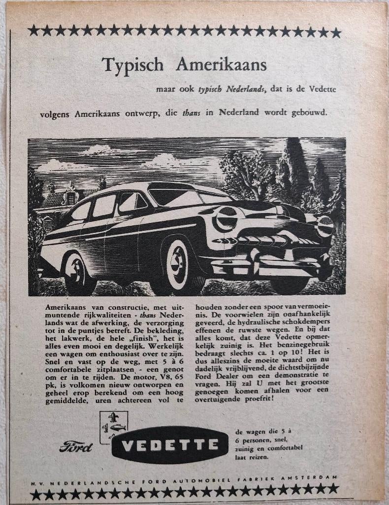 Ford Vedette advertenties uit 1949, Ophalen of Verzenden, Gelezen, Ford