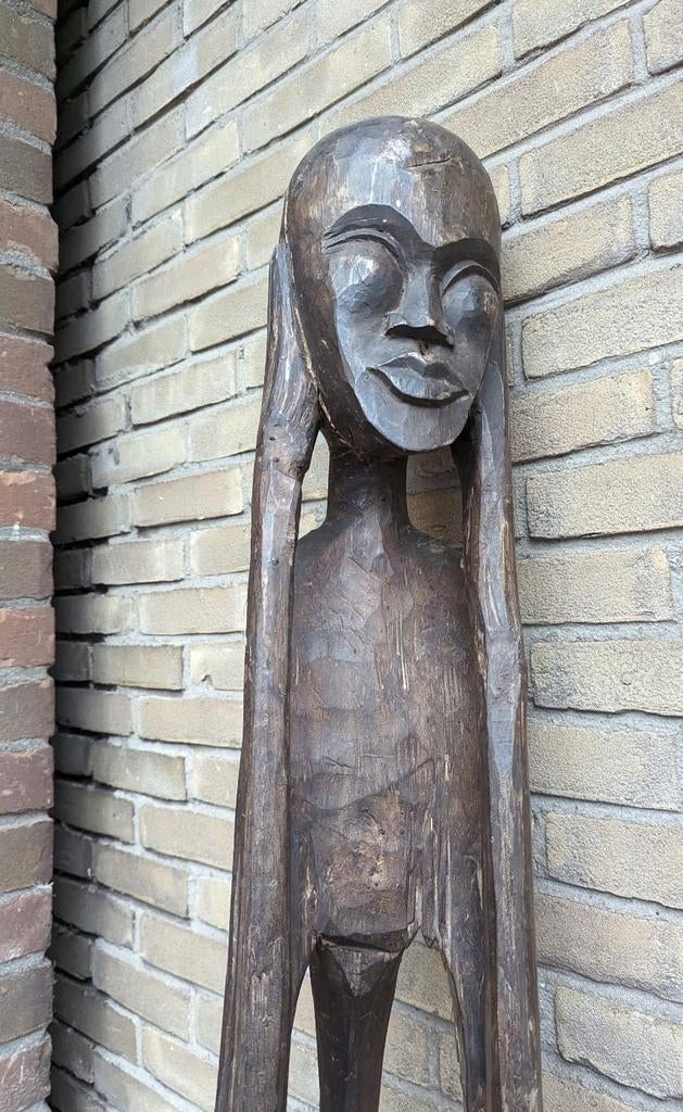 Grote handgesneden houten sculptuur - Afrikaanse kunst, Ophalen of Verzenden