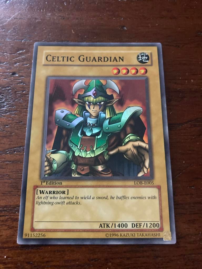Yu-Gi-Oh! Celtic Guardian 1st Edition LOB-E005, Hobby en Vrije tijd, Verzamelkaartspellen | Yu-gi-Oh!, Ophalen, Gebruikt, Losse kaart