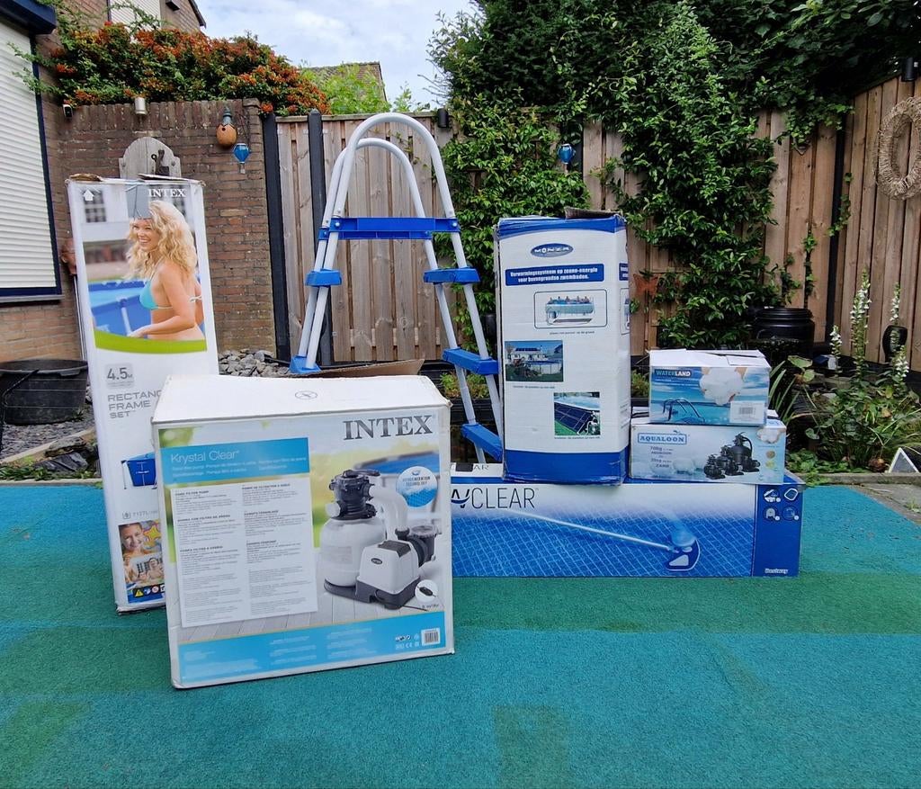 Intex zwembad 450x220x84 met toebehoren, Tuin en Terras, Zwembaden, Ophalen, Opzetzwembad, Rechthoekig, Minder dan 80 cm