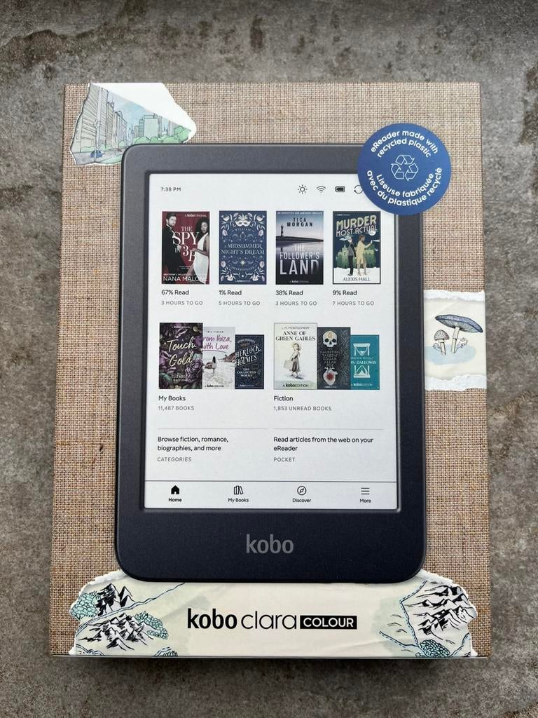 Kobo Clara Colour e-Reader + Cover, Computers en Software, E-readers, Bluetooth, 6 inch of minder, Ophalen of Verzenden, Zo goed als nieuw