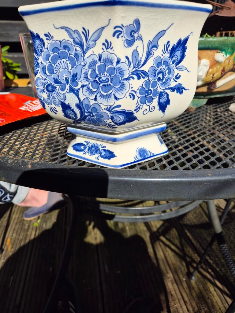 Delfts blauw bloempotje, Ophalen of Verzenden