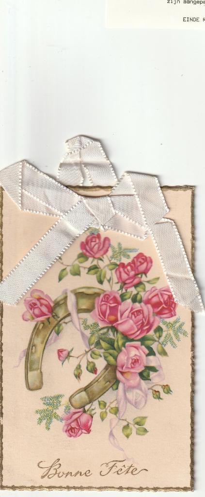 GOUDOPDRUK MET ZIJDE LINT STRIK JAREN 50 MOOIE KAART Kl676, Ophalen of Verzenden, 1940 tot 1960, Ongelopen, Overige thema's