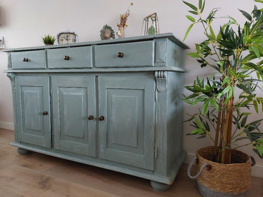 Dressoir Oud-Grenen, Huis en Inrichting, Kasten | Dressoirs, Gebruikt, 150 tot 200 cm, 50 tot 75 cm, Met lade(s), Met deur(en)