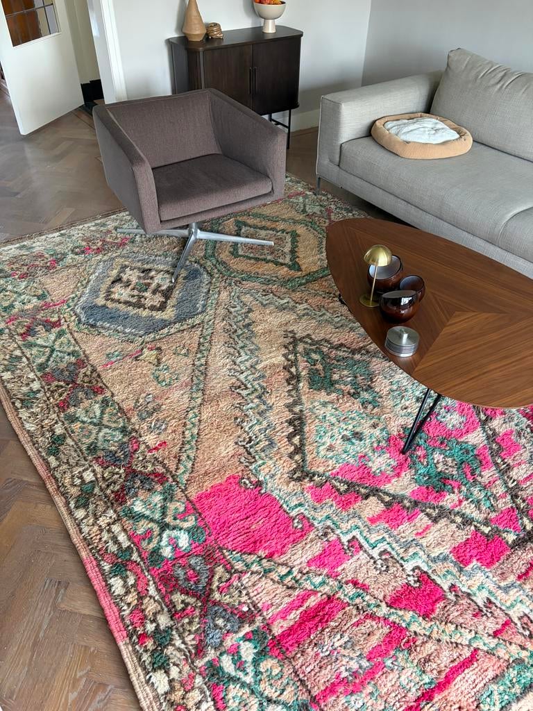 Berber wollen vloerkleed 400 x 265 cm, Beni  mguild, Ophalen of Verzenden, 200 cm of meer, Crème