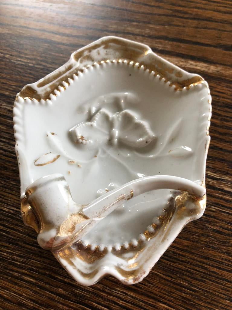 Antieke ArtDeco Duitse porseleinen asbak, Ophalen of Verzenden