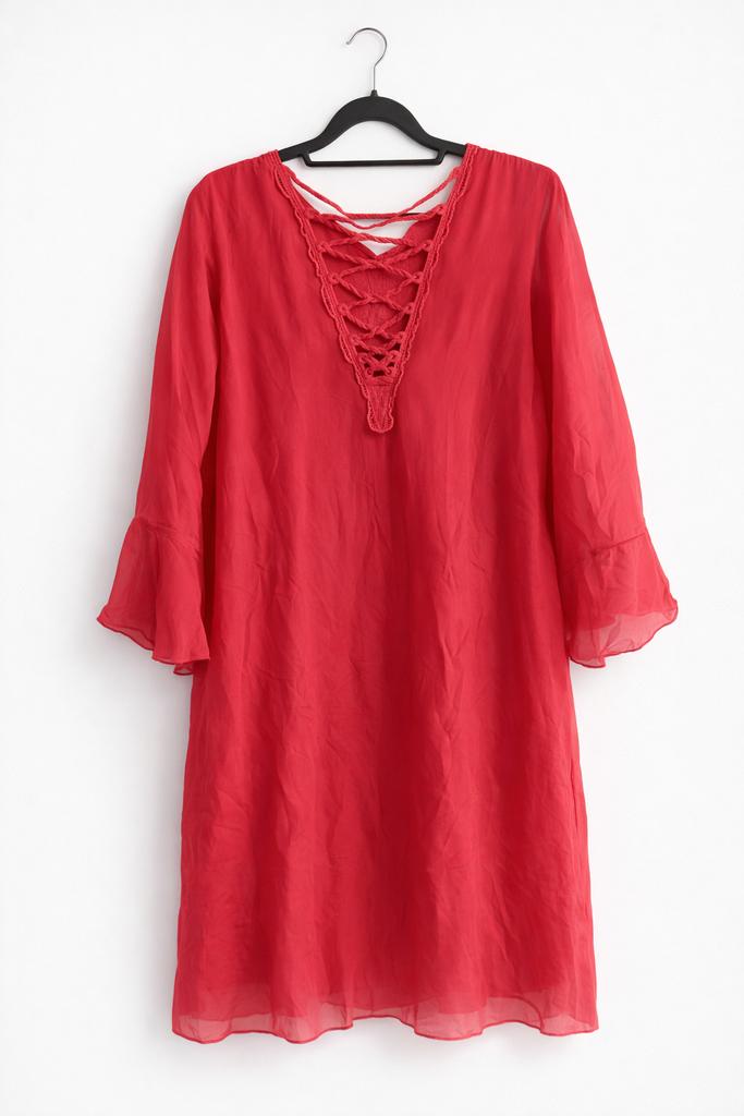 Koraalrode jurk van Cartoon, maat 42, Maat 42/44 (L), Ophalen of Verzenden, Zo goed als nieuw, Boven de knie