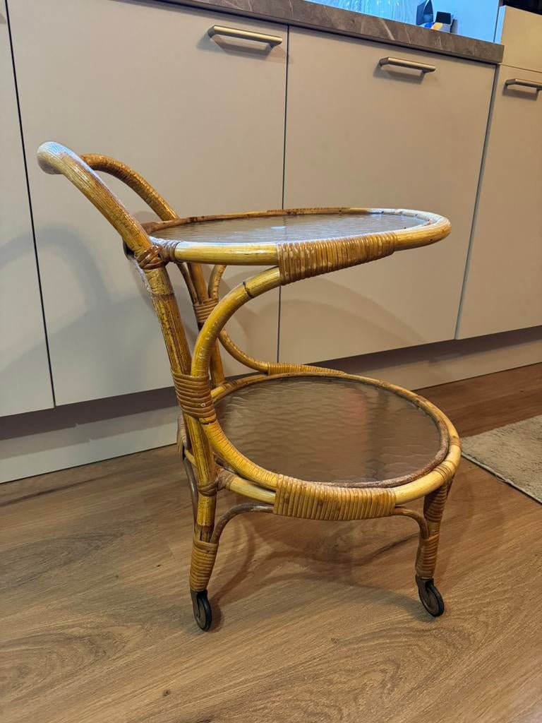 Vintage theewagen/barwagen, Minder dan 55 cm, Rond, Zo goed als nieuw, Ophalen