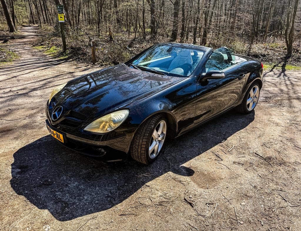 SLK CABRIO Mercedes-Benz 2004 Zwart, Voorwielaandrijving, USB, 4 cilinders, Cabriolet
