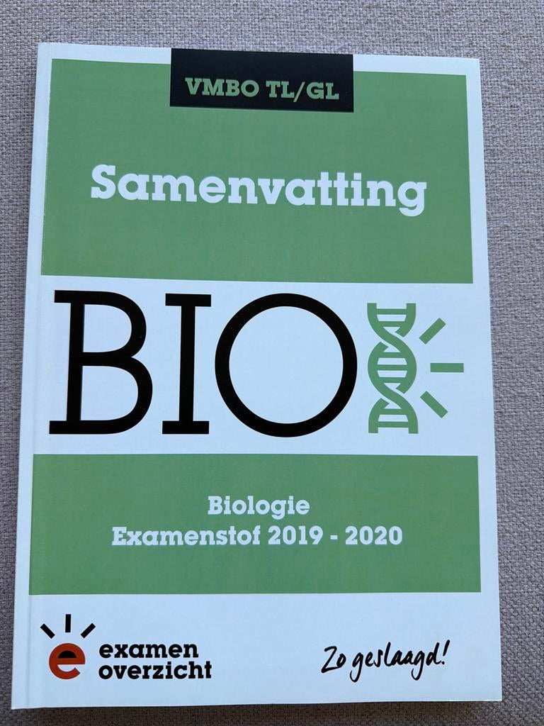 Samenvatting Biologie VMBO TL/GL Examenstof 2019-2020, Boeken, Ophalen, Zo goed als nieuw, VMBO, Biologie