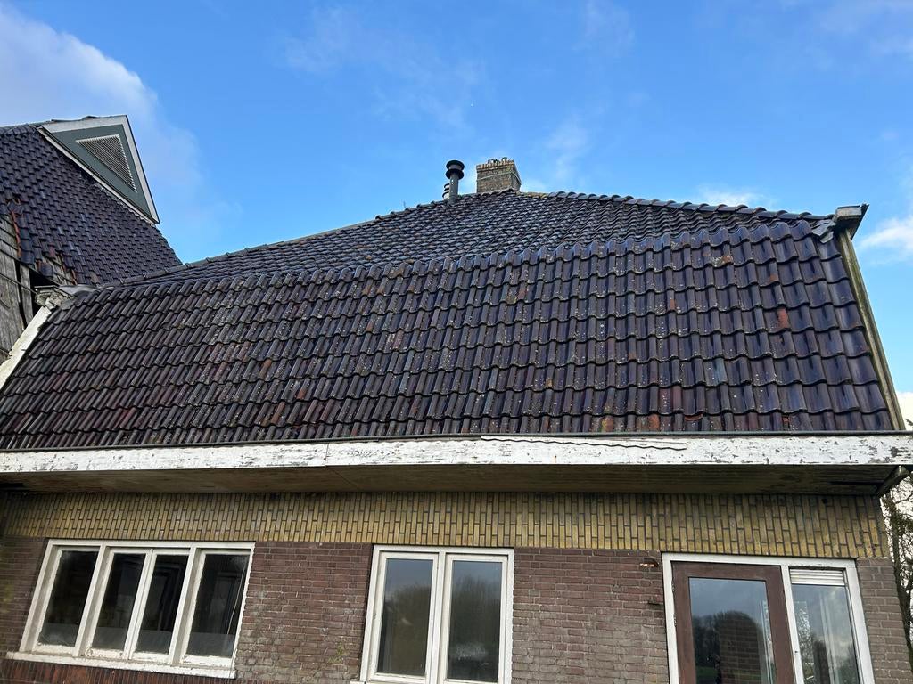 Geglazuurde donkere holle dakpannen 350 m², Doe-het-zelf en Verbouw, Dakpannen en Dakbedekking, Ophalen, Gebruikt, Steen of Klei