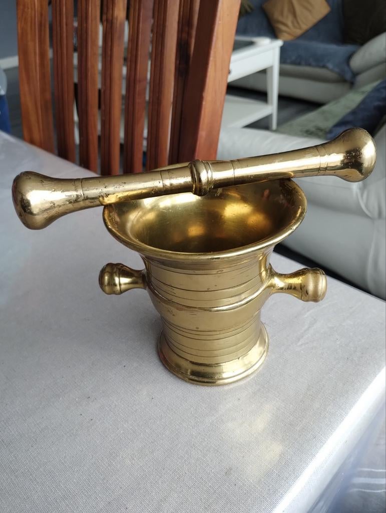 Zware antieke vijzel brons, Ophalen of Verzenden