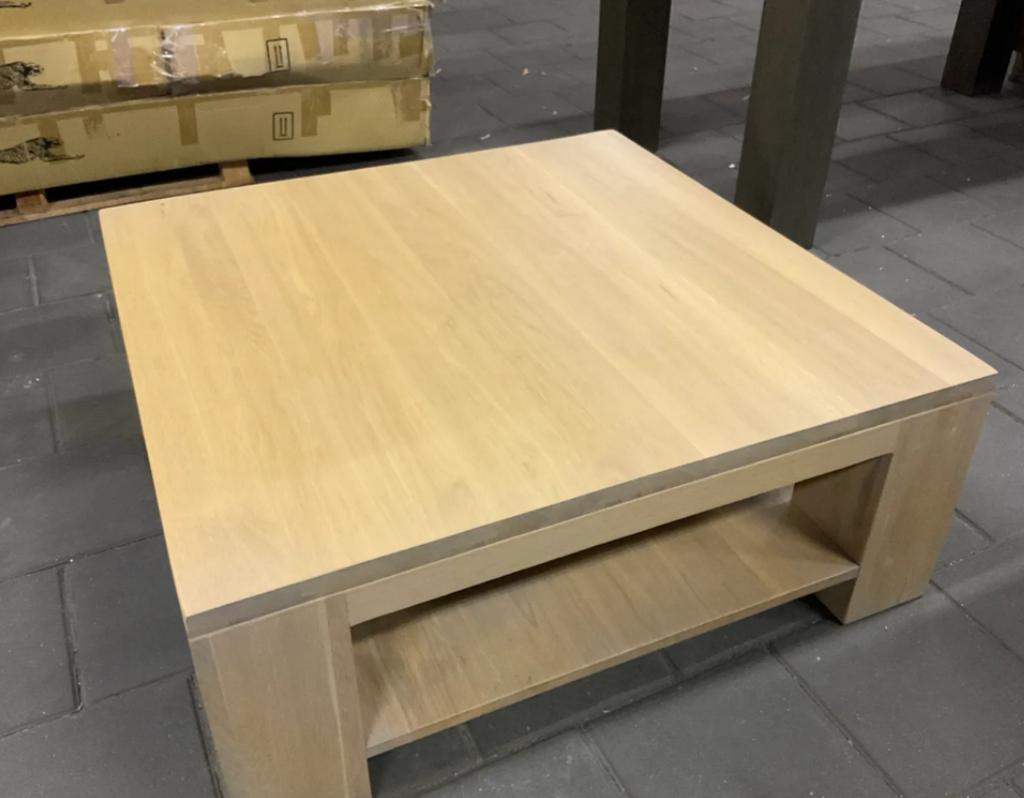 Massief Eiken Salontantafel, Ophalen, 50 tot 100 cm, Vierkant, 50 tot 100 cm