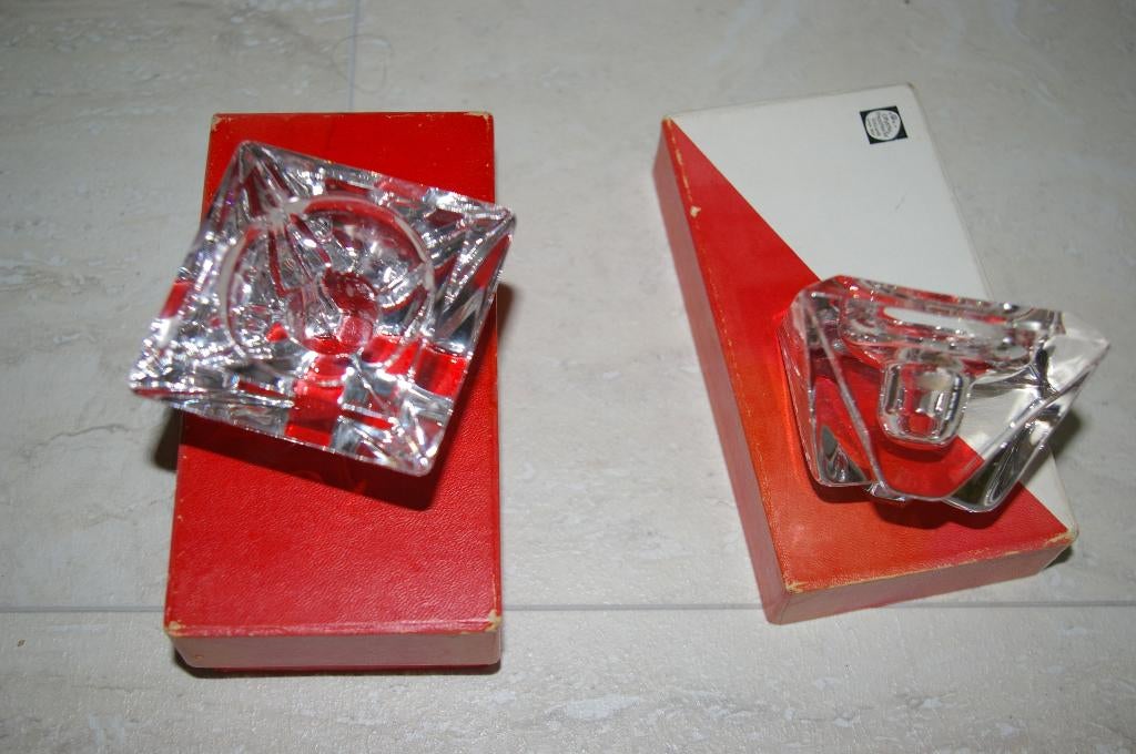 Kandelaars van kristalglas, set van twee stuks. NIEUW, Huis en Inrichting, Woonaccessoires | Kandelaars en Kaarsen, Ophalen of Verzenden