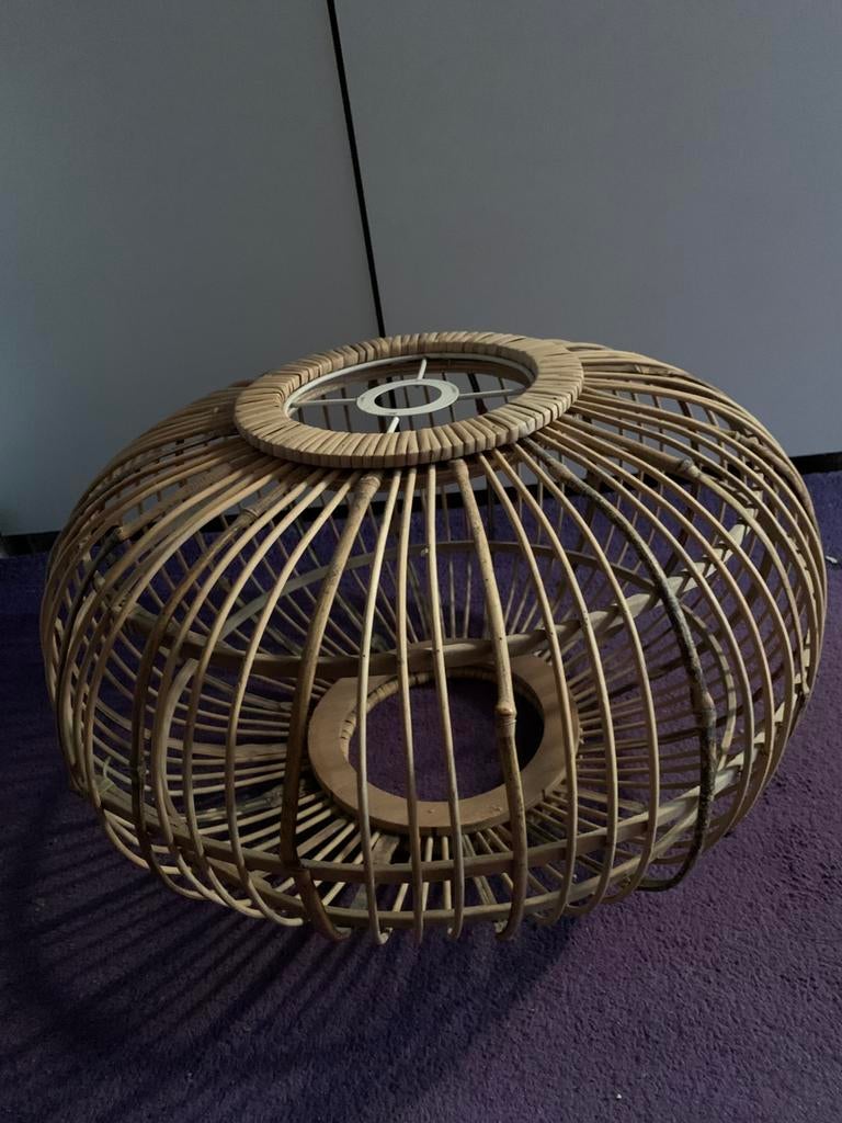 Rotan hang lampenkap, Ophalen, Zo goed als nieuw, Hout, Minder dan 50 cm