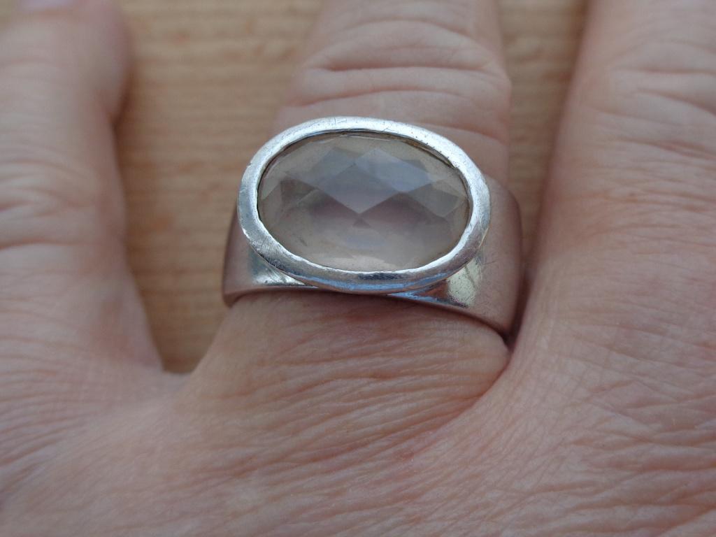 zilveren royale ring met kunststof steen [832], Verzenden, 19 tot 20, Zo goed als nieuw, Dame