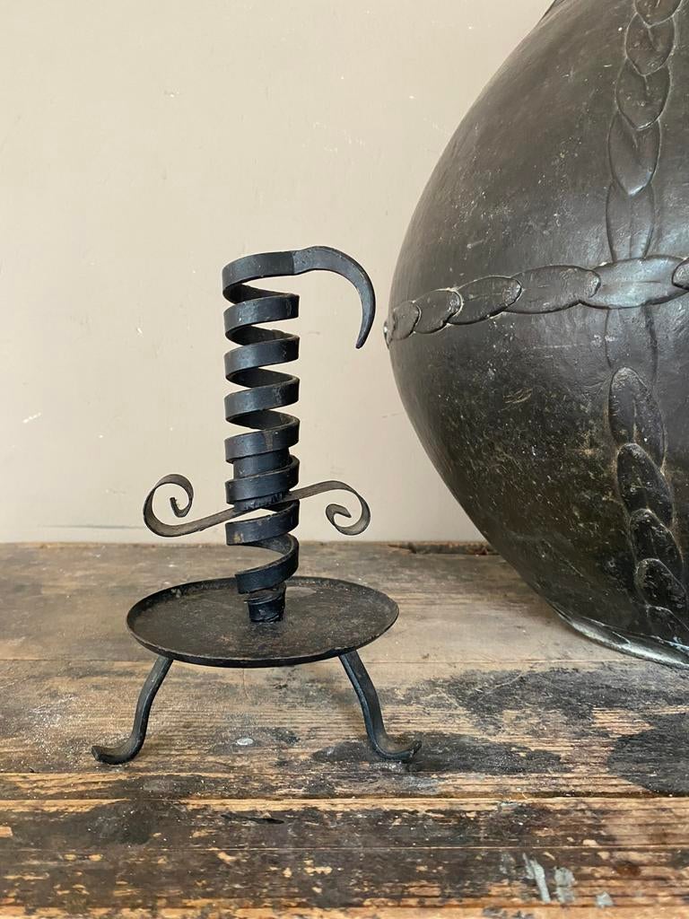 Zeldzame antiek franse rat de cave kandelaar, Ophalen of Verzenden