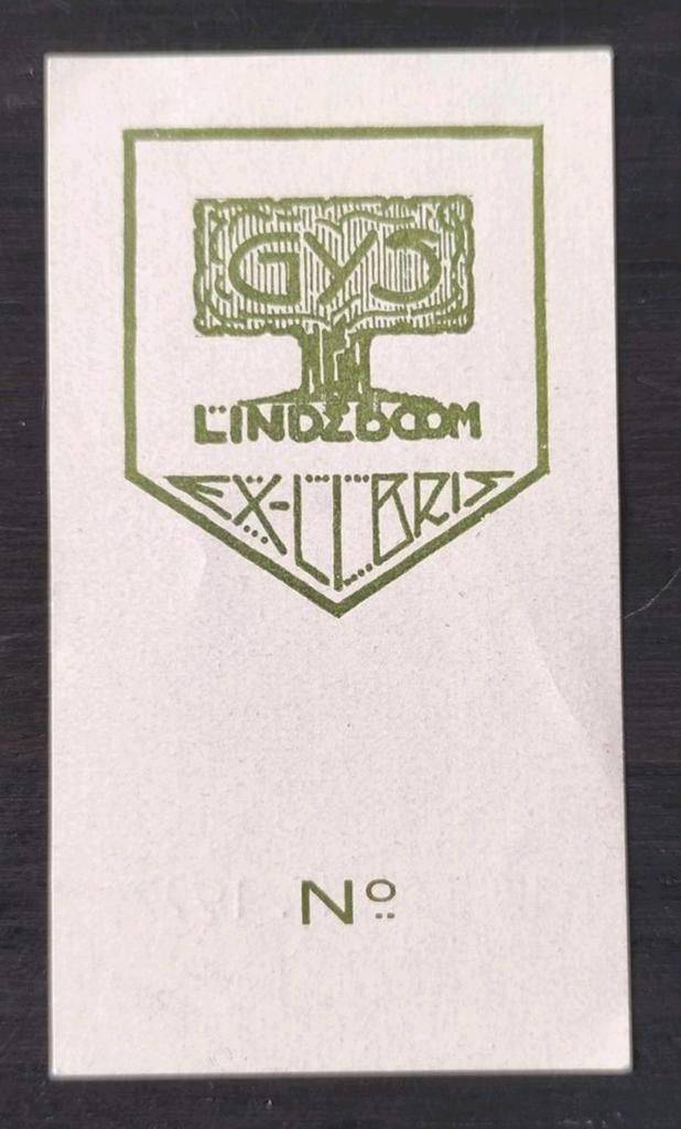 Exlibris Gys Lindeboom (ipse fecit, 1927) (boom,. parlant), Antiek en Kunst, Ophalen of Verzenden